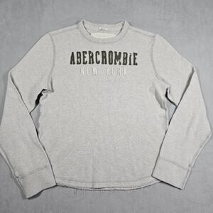 Abercrombie & Fitch Thermal Shirt Men M Muscle L/S Waffle Knit Gray Puffy Y2K